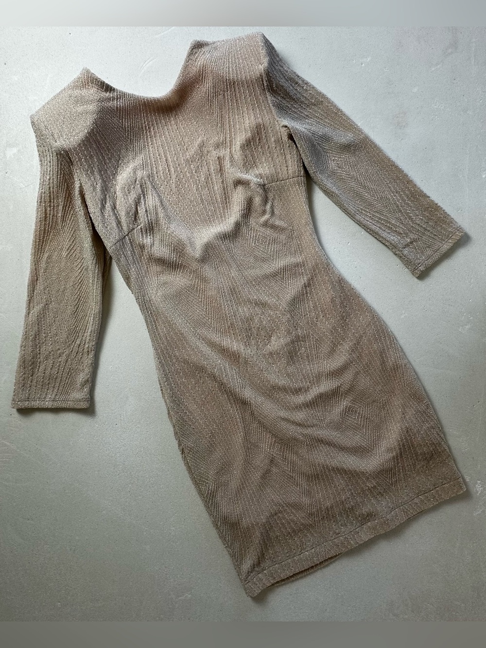 Authentic bebe Champagne Beige Long-Sleeve Bodycon Dress